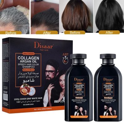 Disaar Collagen Argon Oil Hair Color Shampoo Natural Black 200ml + 200ml